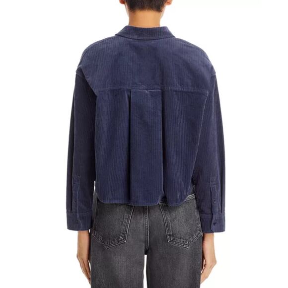 MADEWELL Women’s Cropped Oversized Blue Corduroy Shirt Jacket Small - Picture 2 of 6